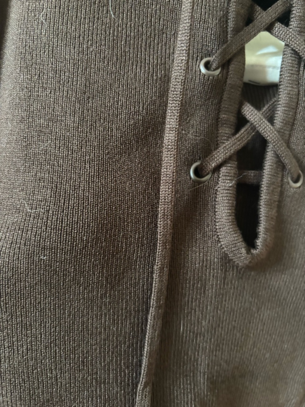 H&M Brown Ribbed Lace-Up Maxi Dress - Picture 6 of 7